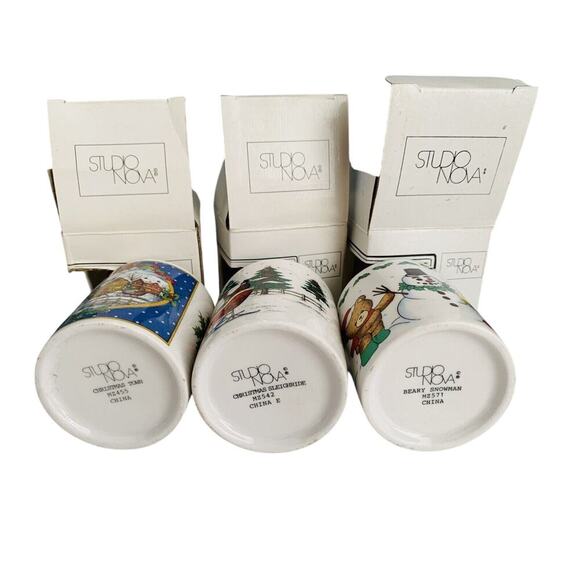 (3) Vintage Votives Studio Nova Candleholders Christmas Town Snowman New NIB - Picture 3 of 11